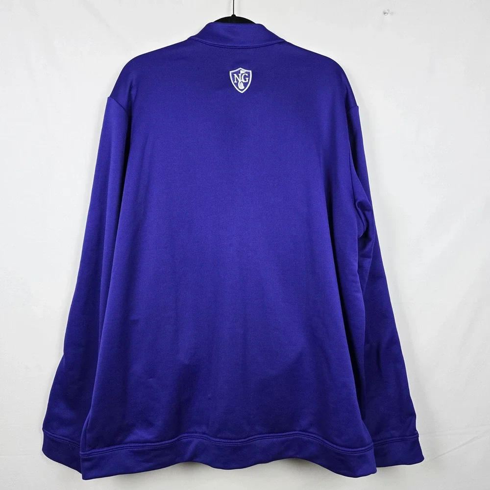 Adidas Golf Climalite Mens 2XL Purple Striped Full Zip‎ Pullover Jacket NG Logo